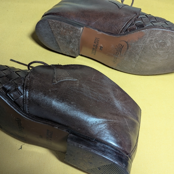 Pappagallo Brown Leather Woven Lace-Up Shoes - Picture 3 of 5